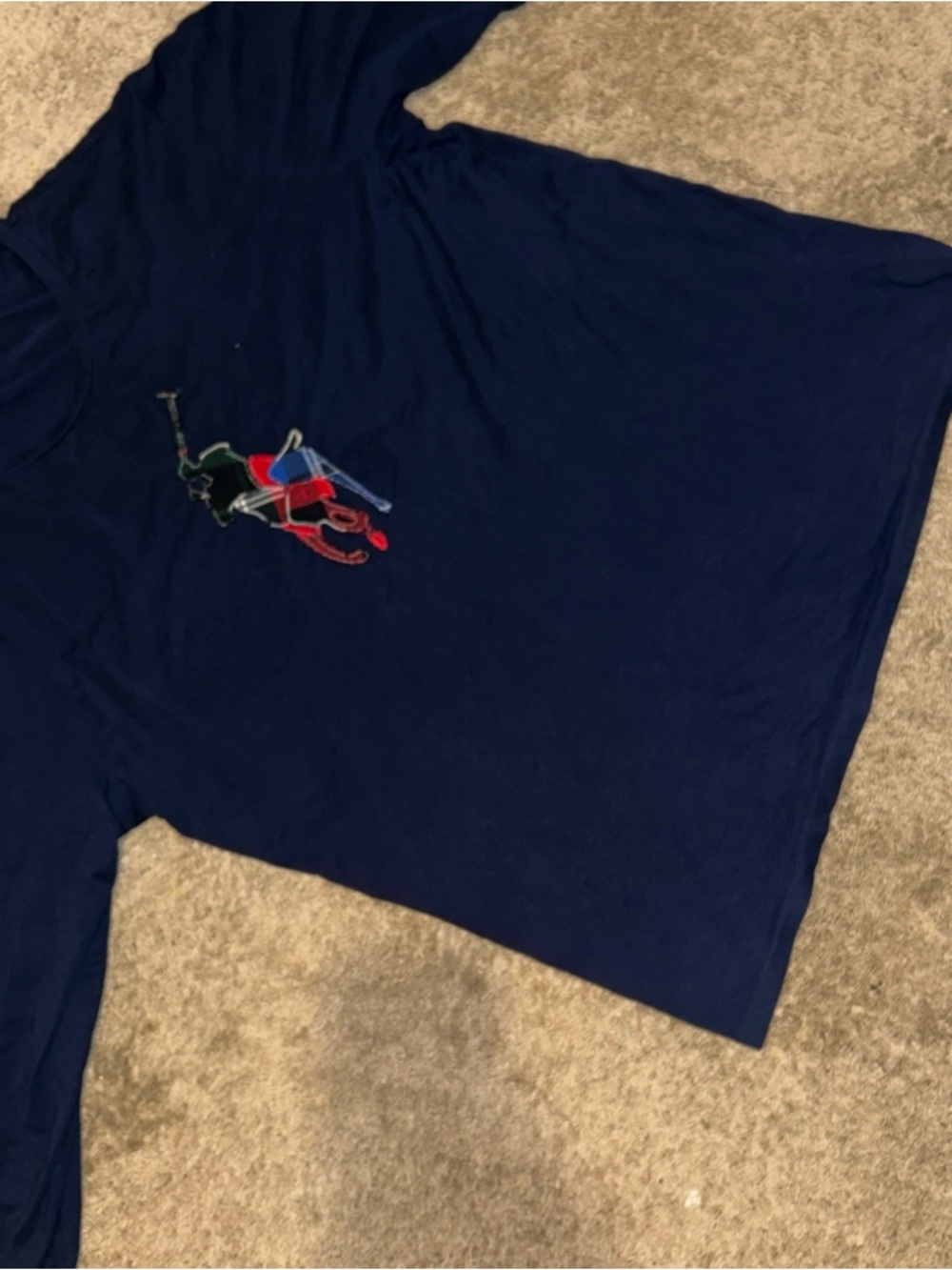 Polo by Ralph Lauren Navy Blue Long Sleeve Tee with Multicolor Pony Logo